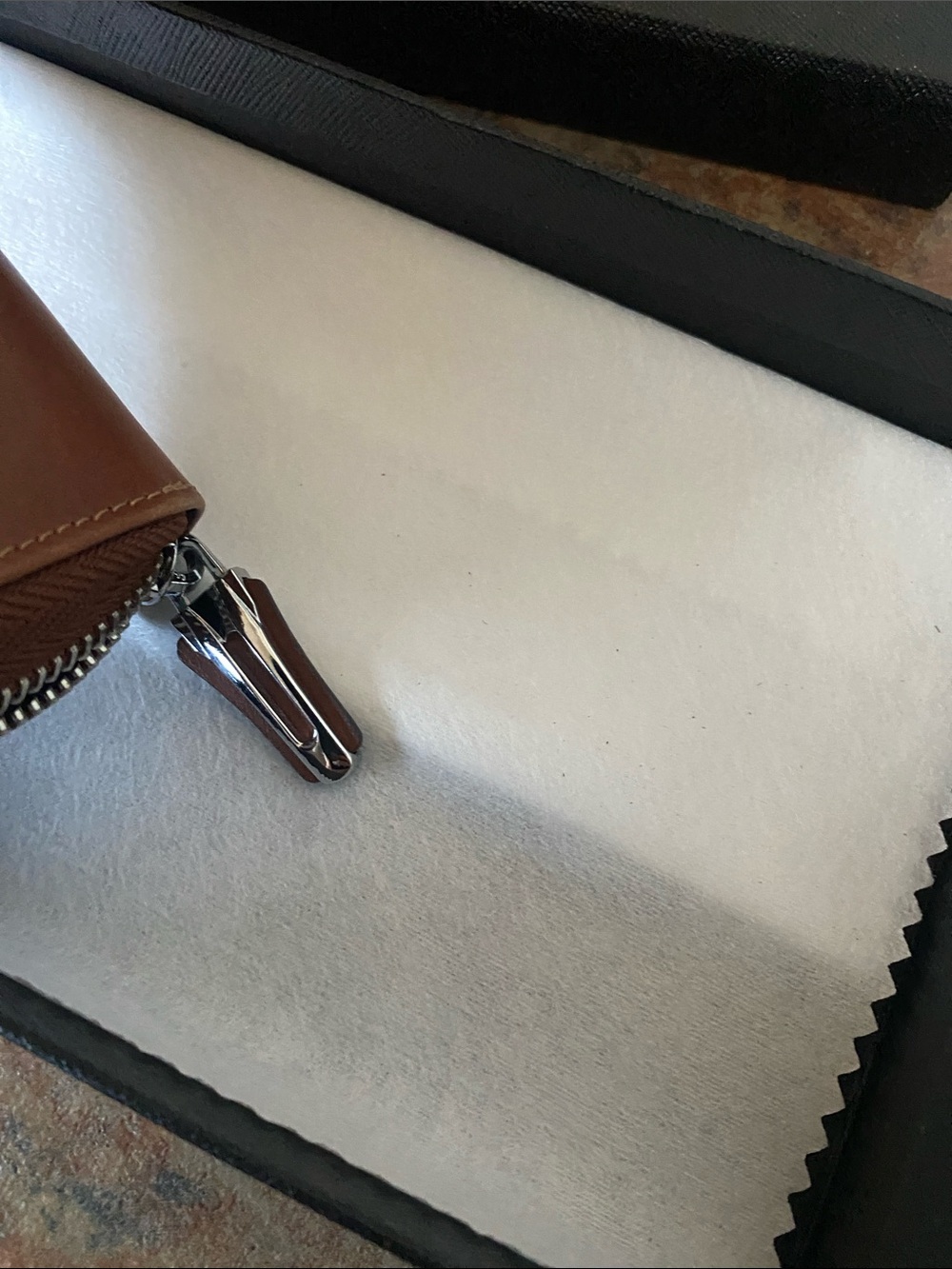 Women’s Brown Leather Zip Wallet Clutch — Wrist Strap - Picture 5 of 6